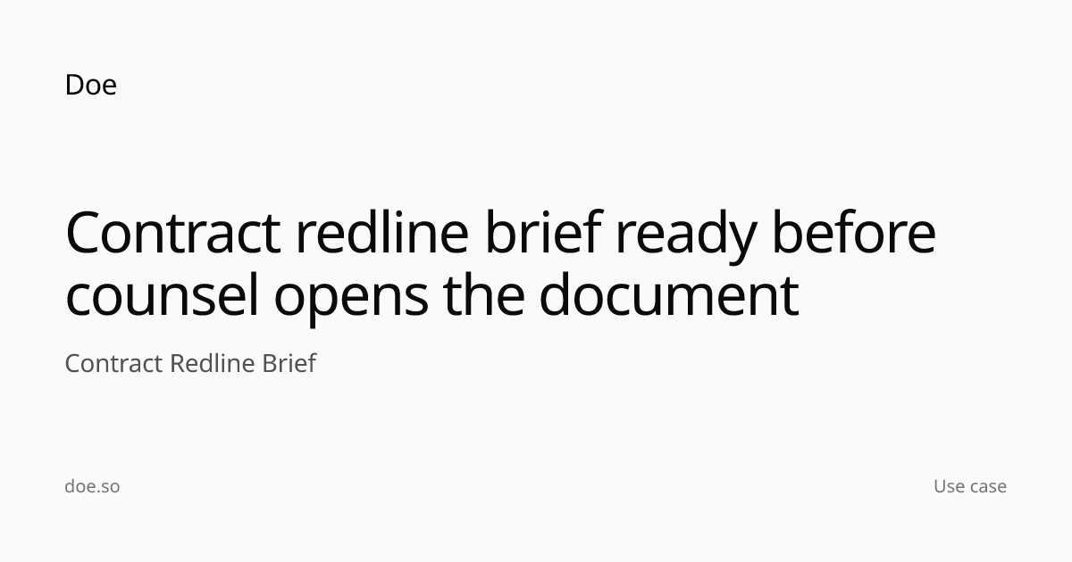 AI Contract Redline Brief for Legal Teams | Doe